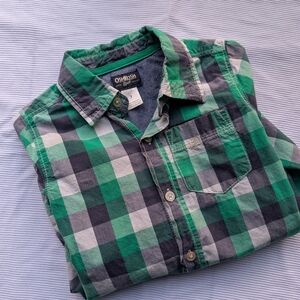 OshKosh B'gosh Boy's Green and Black Checkered Shirt